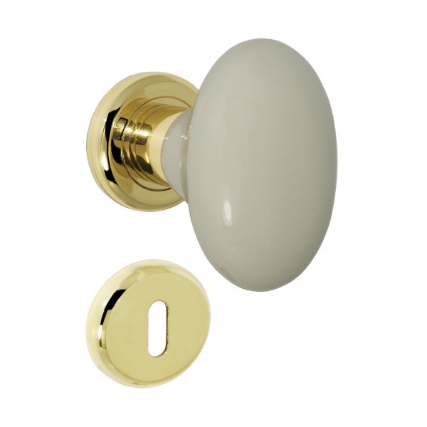 Pomolo epoque azion. oro lucido porc. avorio