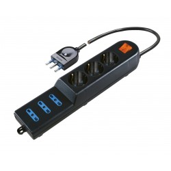 Presa sestupla con 3 uscite bivalenti 10/16a 2p+t,