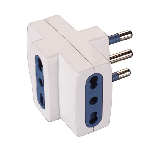 Adattatore con spina 16a 2p+t e 3 prese bivalenti