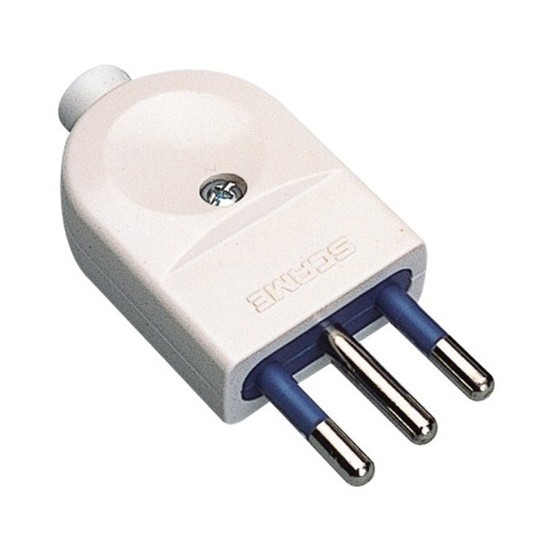 Spina 10a 2p+t, uscita cavo assiale, fermacavo iso
