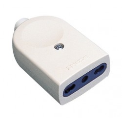 Presa  bivalente 10/16a 2p+t, uscita cavo assiale,