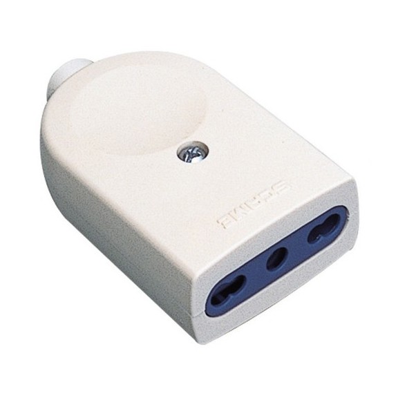 Presa  bivalente 10/16a 2p+t, uscita cavo assiale,