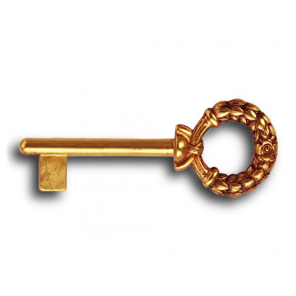 Chiave cannes patent 95x35 mm patinato oro vecchio