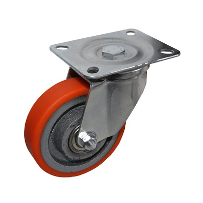 Ruota ghisa arancio d100x25 supp.gir.zinc.media