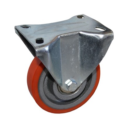 Ruota nyl/ghisa arancio supp.fisso   d125