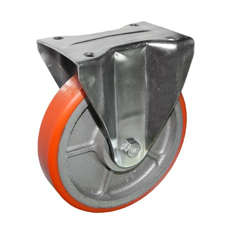 Ruota nyl/ghisa arancio supp.fisso   d150